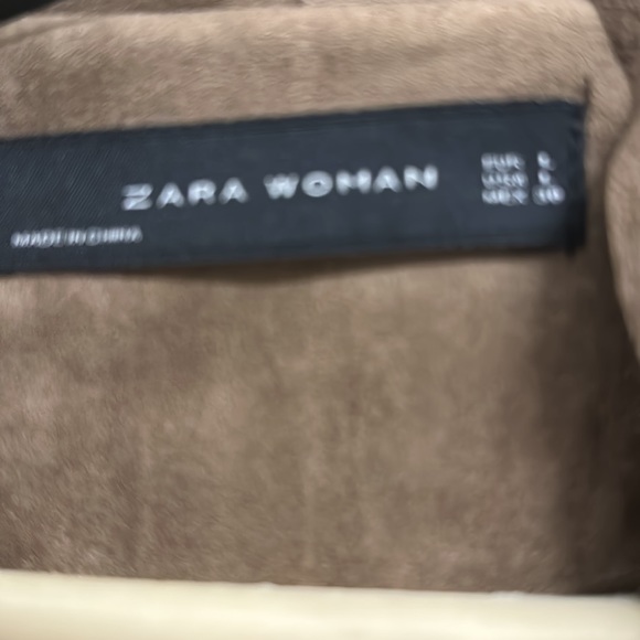 ZARA Faux Suede short jacket in Chocolate Brown with zip in Size L! Super soft! - Picture 7 of 10
